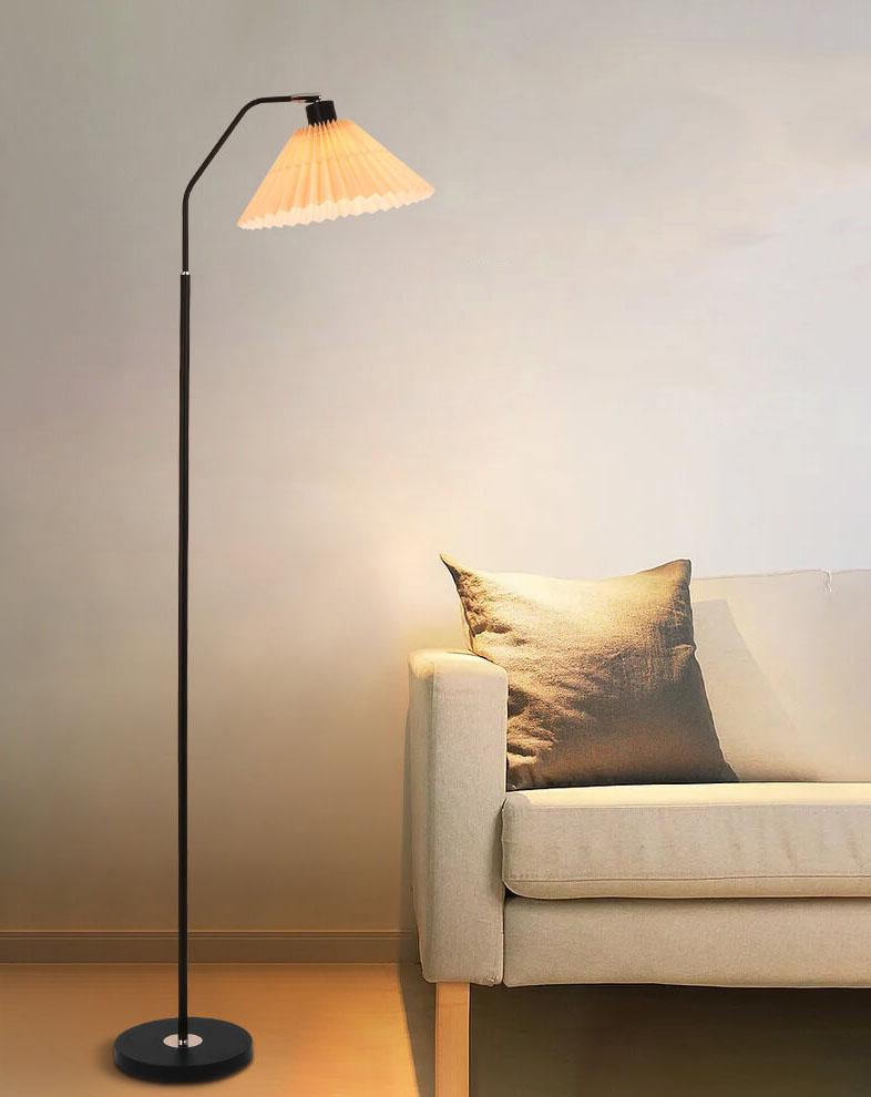 Stehleuchte Plissierter Schirm Metall 149cm Wohnzimmer Schlafzimmer Dimmbar Stehlampe Stoff Retro Skandinavisch Leselampe | Restfield